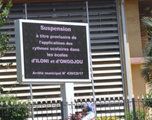 Suspension des rythmes scolaires à Iloni et Ongoujou